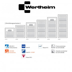 Wertheim Wertschutzschrank CP20 VdS + ECB•S 3 (III) nach EN 1143-1 und 30 Min. Feuerschutz LFS30P